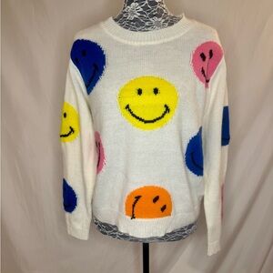 Colorful Smiley Face Sweater